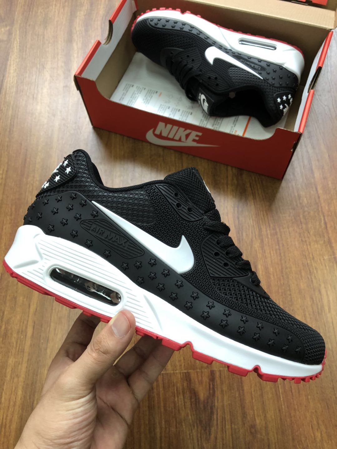 Women Nike Air Max 90 KPU Black White Shoes - Click Image to Close